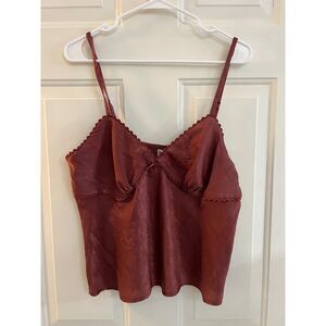 NWT Dark Pink Lacey Babydoll Cropped Tank Top Camisole Bow XXL 20 No Boundaries